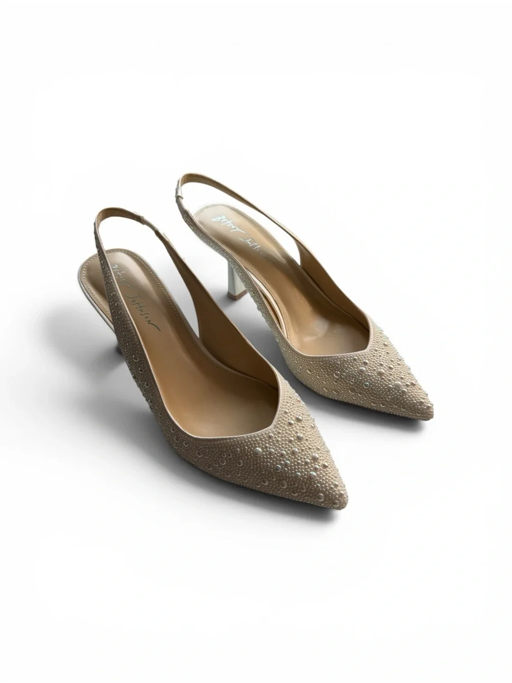 Betsey Johnson Clark Ivory Pearl Embellished Slingback Heels Size 9 NWT
